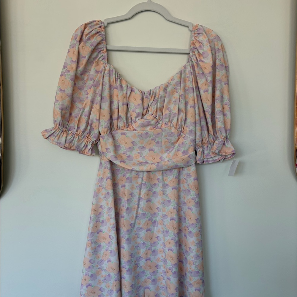 Boohoo Pastel Floral Long Sleeve Dress